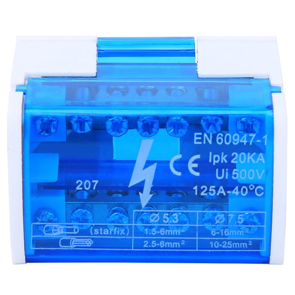 100A Distribution Box, Din Rail Mount, Flame Retardant Housing, Compact Design For Industrial Wiring