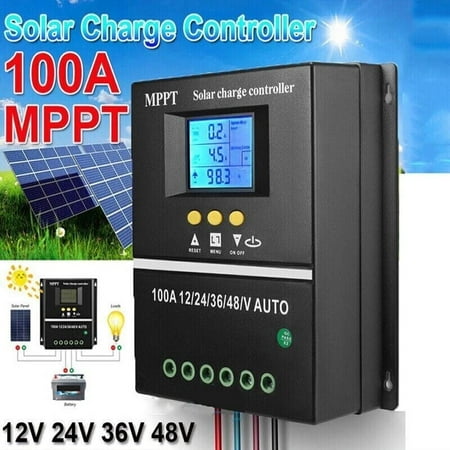 100A MPPT Solar Charge Controller 12V 24V 36V 48V Auto with LCD Display, Dual USB Output, 4000W Solar PV Regulator for RV Boat Home Off Grid System