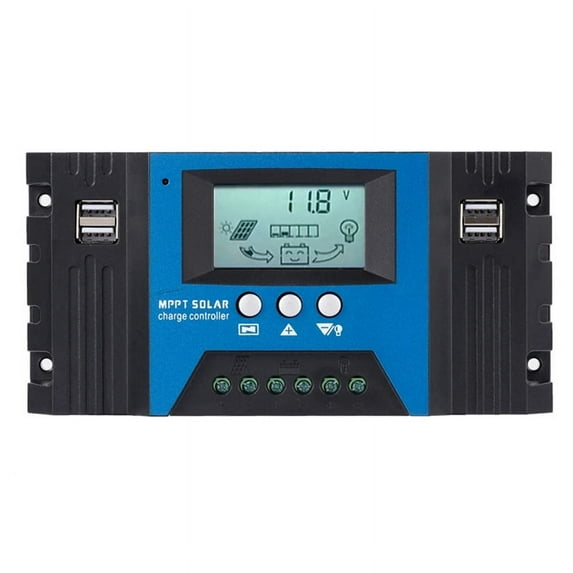 100A MPPT Solar Charge Controller Dual USB LCD Display 12V/24V Auto Solar Cell Panel Charger Regulator with Load