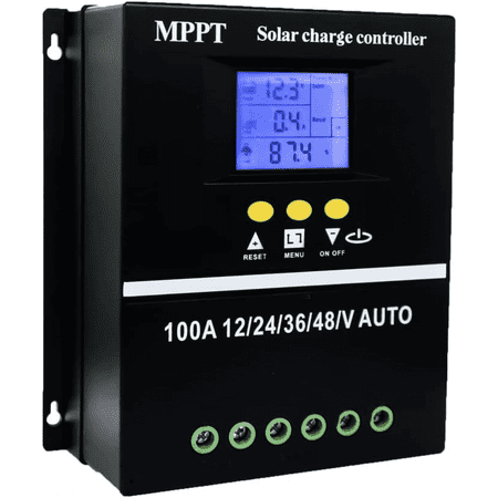 100A MPPT Solar Charge Controller with LCD Display - 48V High Efficiency Smart Regulator for Lead Acid & Lithium Batteries, 12V/24V/36V/48V Auto, Dual USB, Overcharge/Reverse Protection