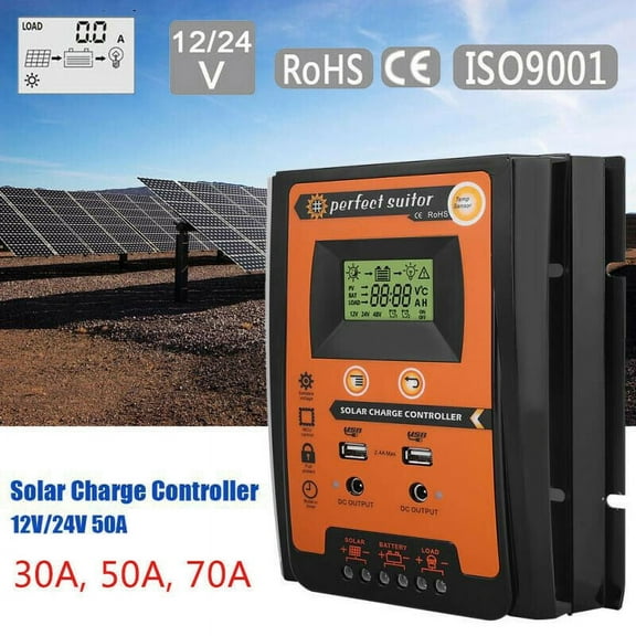 100A MPPT Solar Charge Controller Panel Regulator 12V/24V Auto Focus Tracking