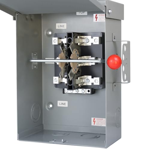 100A Manual Transfer Switch for Generator, Manual Generator Transfer Switch, 120/240-Volt 24000W General-Duty Double-Throw Safety Switch, NEMA 3R for Outdoor and Indoor, 100 Amp 2P$$Garden & Patio
