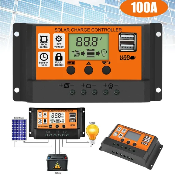 100A Mppt Solar Panel Regulator Charge Controller Auto Focus Tracking 12/24V Us