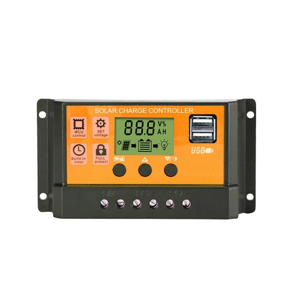 100A Solar Controllers Smart Home Solar 12V/24V Char Controller PWM Controllers LCD Dual USB Output Solar Panel PV Regulator ,Excellent Performance and Stability