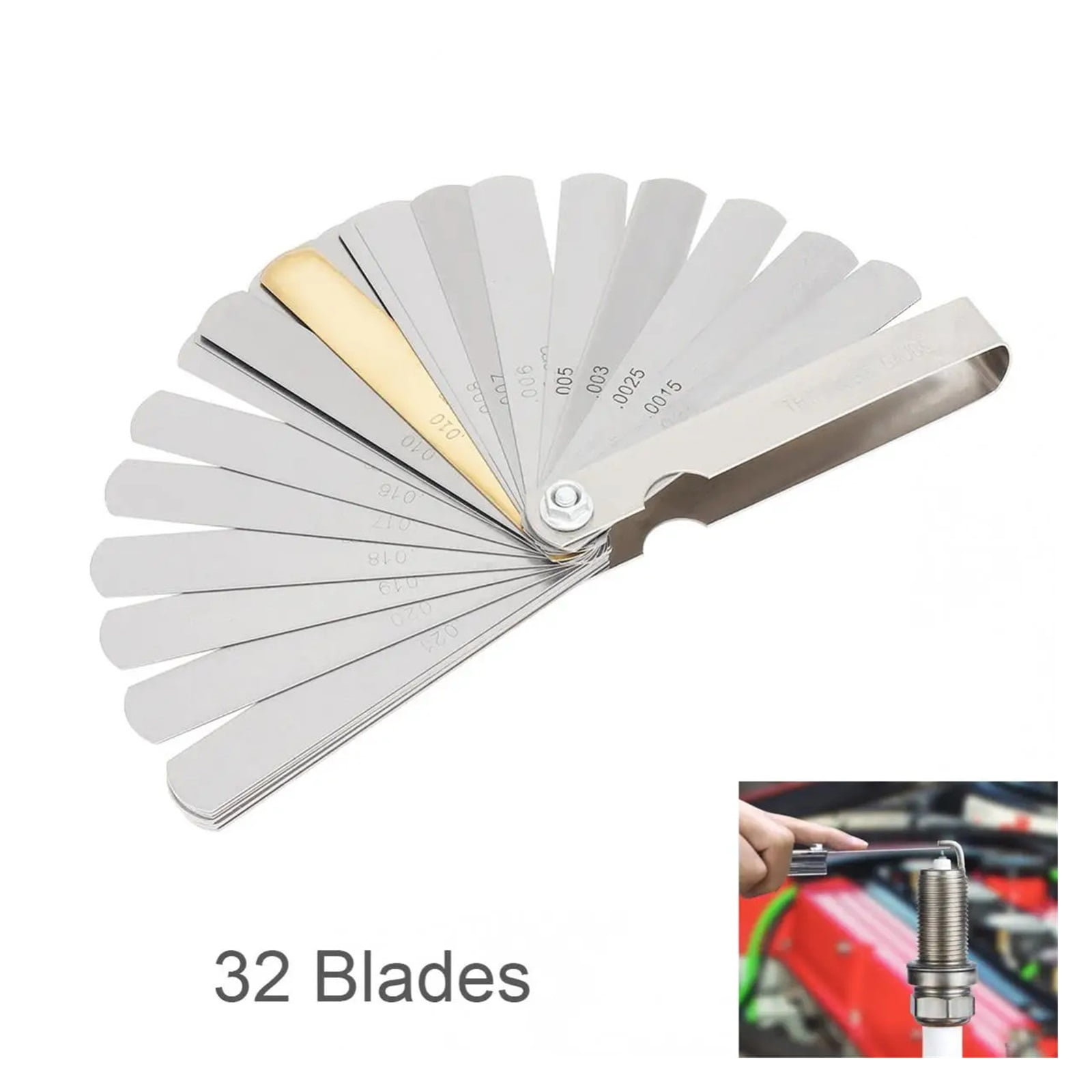 100A16 0.05 - 1mm Thickness Curved Stainless Steel Metric Filler Feeler Gauge with 16pcs Blades for Woodworking Measurement ,Easy Identification