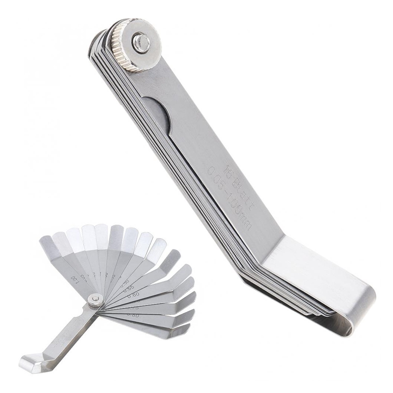 100A16 0.05 - 1mm Thickness Curved Woodworking Measurement Gapped Metric Filler Feeler Gauge With 16pcs Blades ,Easy to Use