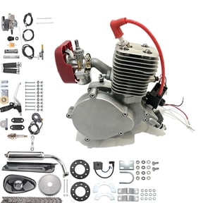 100CC 2-Stroke Gas Bicycle Engine Kit, Complete Motorized Bike Conversion Kit with CDI Ignition, Carburetor & Exhaust, DIY Full Set for 26" 28" V-Frame Bikes