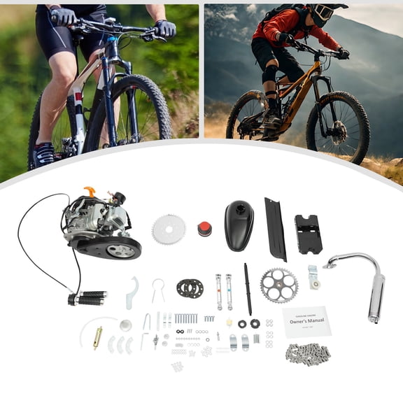 100CC 4-Stroke Bicycle Engine Kit, 3.5HP Air Cooled Motorized Bike Conversion Kit Max 31MPH Low Fuel Consumption for Mountain Road Bikes