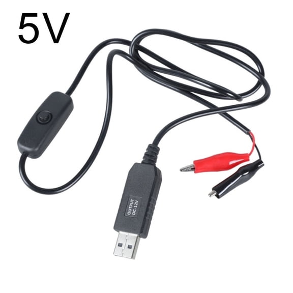 100CM Clip-On to USB Male Connector Adapter Power Cord with ON/OFF Switch for 5V/9V/12V Devices