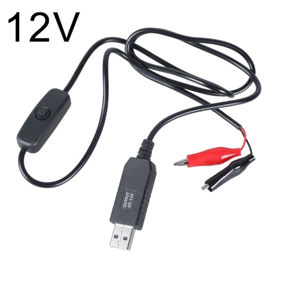 100CM Clip-On to USB Male Connector Adapter Power Cord with ON/OFF Switch for 5V/9V/12V Devices