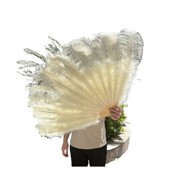 100CM  Handheld Feather Fan 13Bone for Belly Dance Carnival Stage Props Wedding Party Accessories