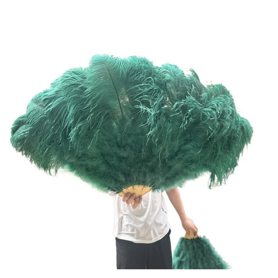 100CM  Handheld Feather Fan 13Bone for Belly Dance Carnival Stage Props Wedding Party Accessories