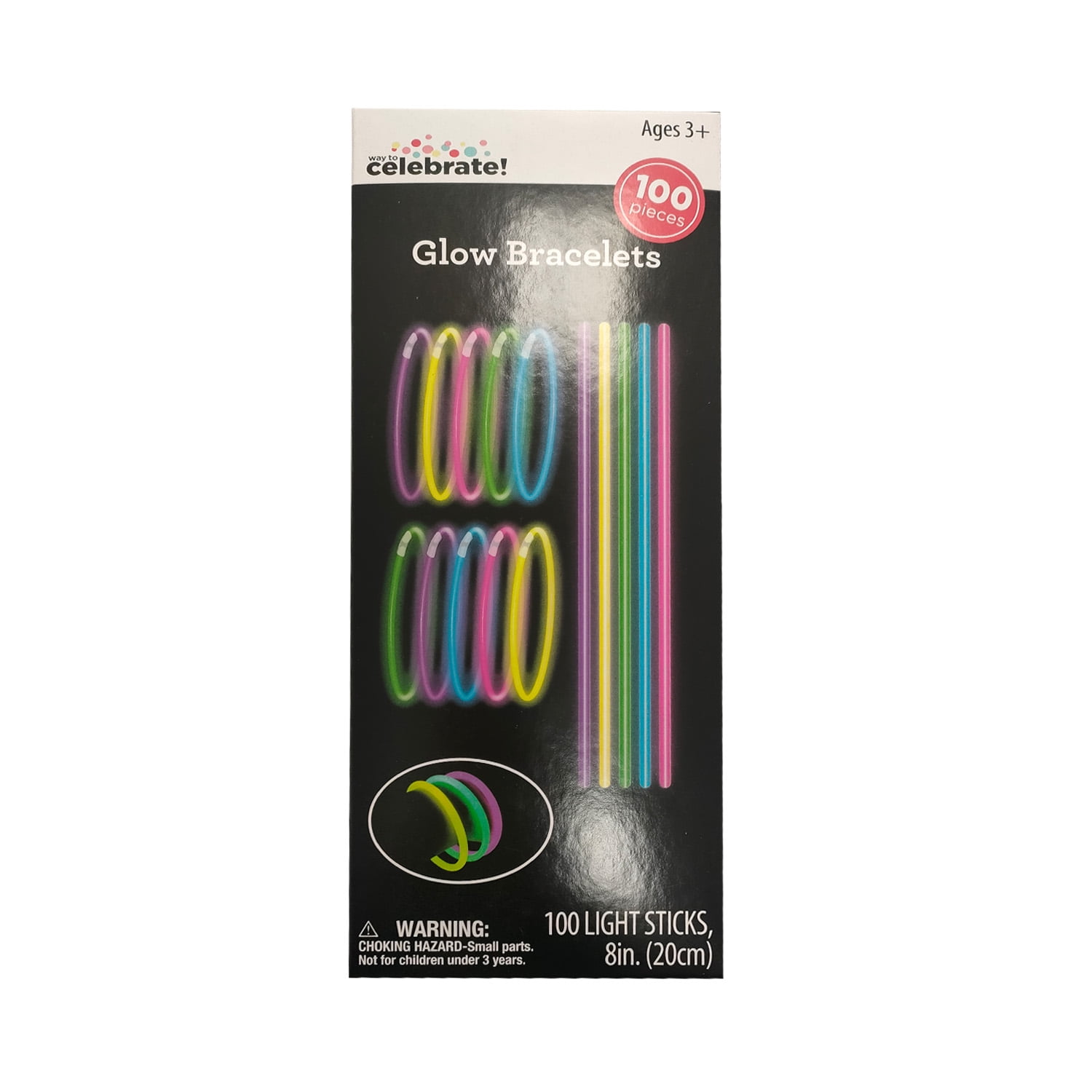 VIVII Glowsticks, 100 Light up Toys Glow Stick Bracelets Mixed Colors Party  Favors Supplies (Tube of 100)