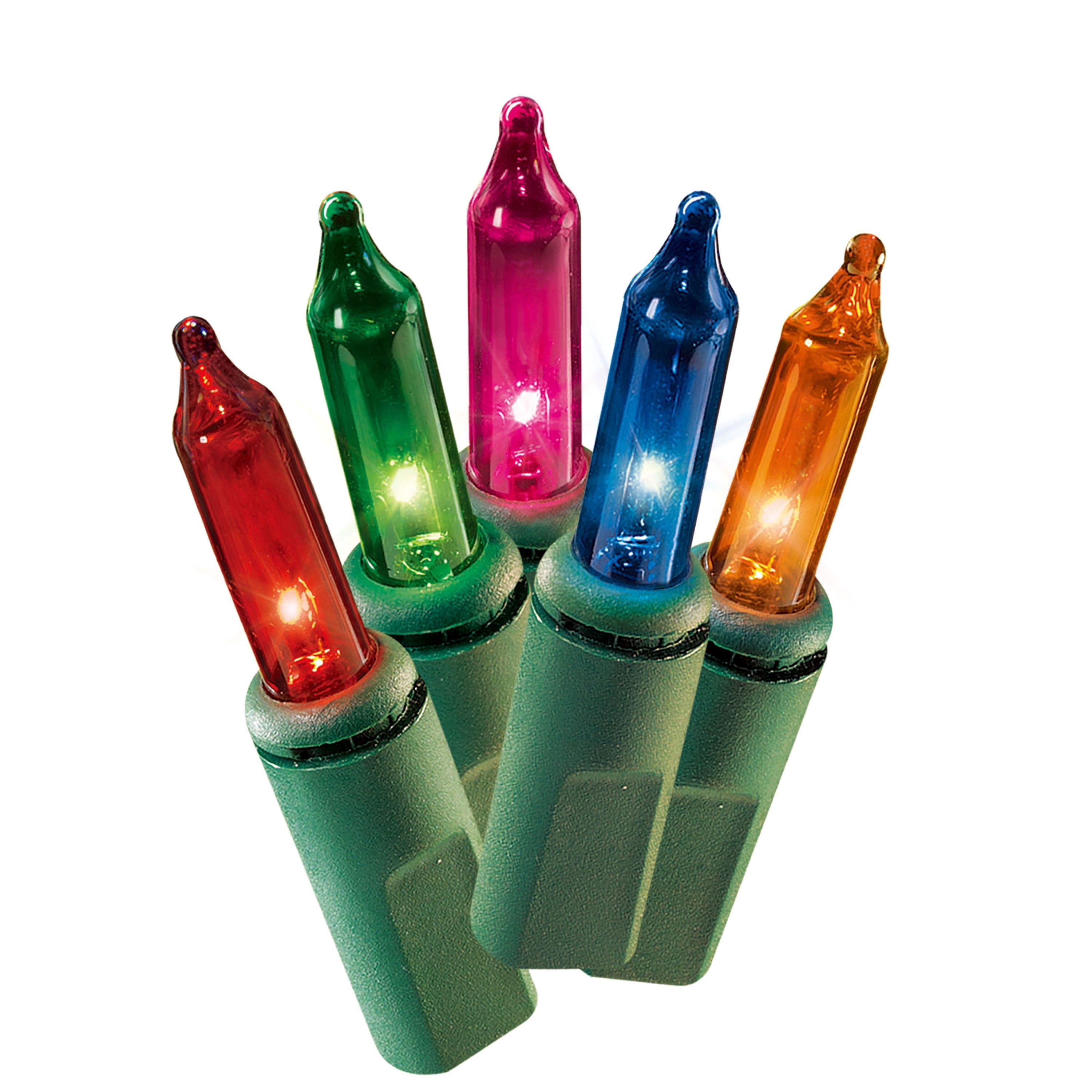 Indoor/Outdoor 100-Count Incandescent Mini Christmas String Lights, Multicolor, Green Wire, 19.5', by Holiday Time