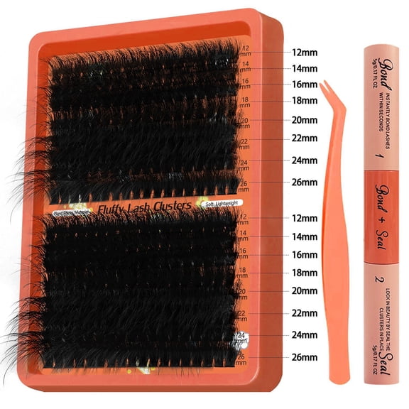 100D/200D Thick Bionic Eyelashes, 3D Stereo Fluffy Plush Individual Cluster Lashes for Daily Makeup & Party
