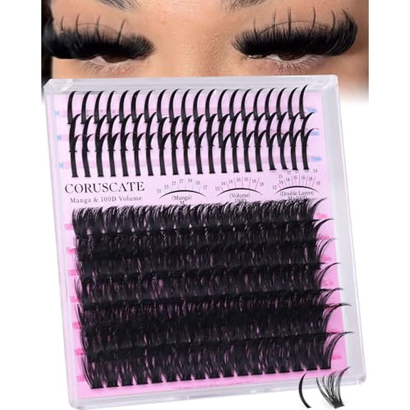 100D Lash Clusters with Spikes Eyelash Clusters 12-19mm DIY Cluster Eyelash Extensions Mega Thick Lash Extension Mink Strip Lashes Spike Individual Lashes Dramatic Full Look Travel Pal Pack