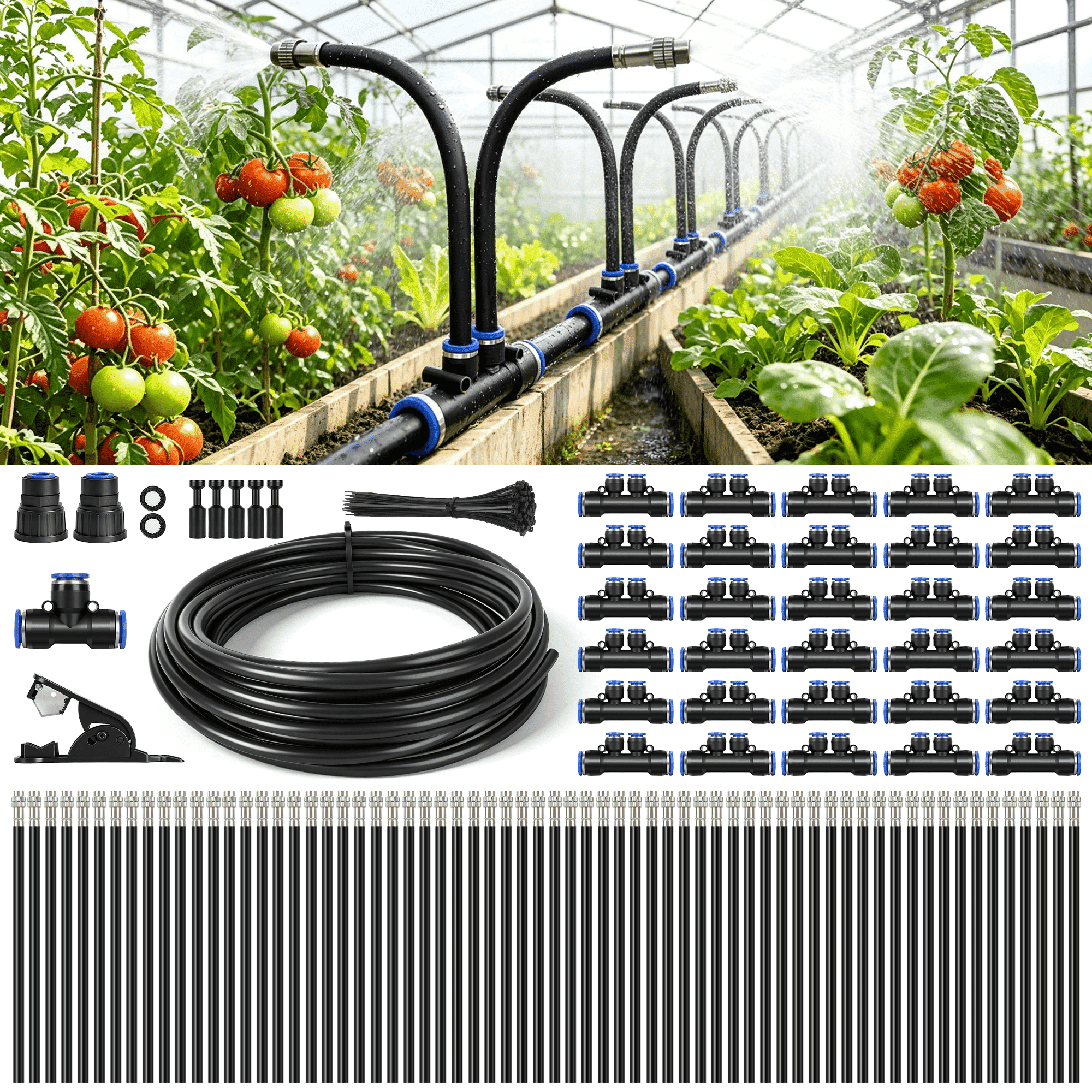 FOHAWISE 100FT 1/2-inch High-Flow Drip Irrigation System with 60 ...