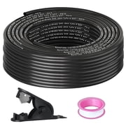 100FT 1/4"OD DOT Air Line Black SAE J 844 PA12 Nylon Air Brake Tubing with Cutter and Teflon Tape, Pneumatic Nylon Air Line Hose for Semi Truck Trailer Air Brake System & Fluid Transfer