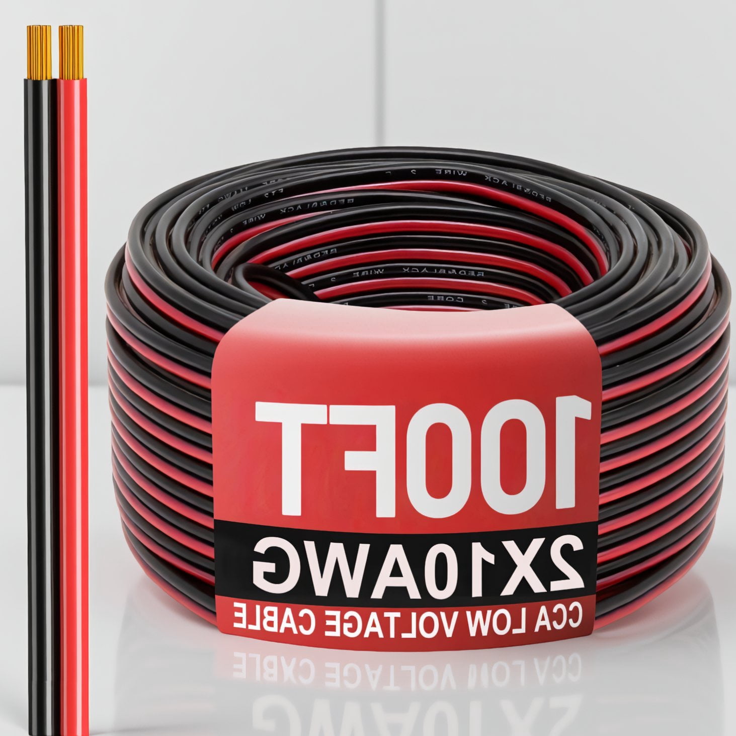 100FT 10 AWG 2-Conductor Electrical Wire, Black CCA Automotive Cable for LED, 12V/24V Low Use