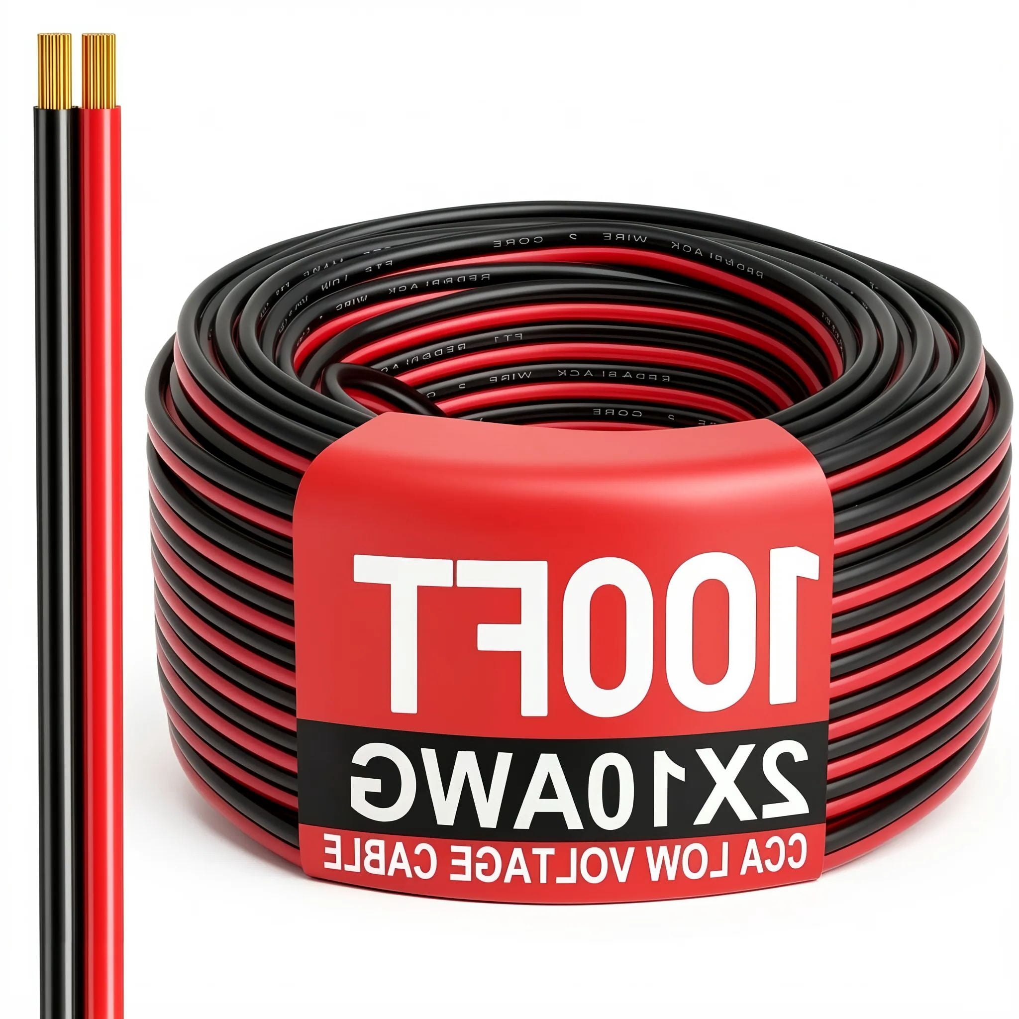 100FT 10 Gauge Wire, 10AWG Automotive Electrical Wire, and Black 2 ...