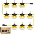 thumbnail image 1 of SJPACK 100FT 10 LED Construction String Lights, 100W LED Temporary Lighting,IP65 Weatherproof Super Bright Industrial Grade Work Lights, 1 of 7