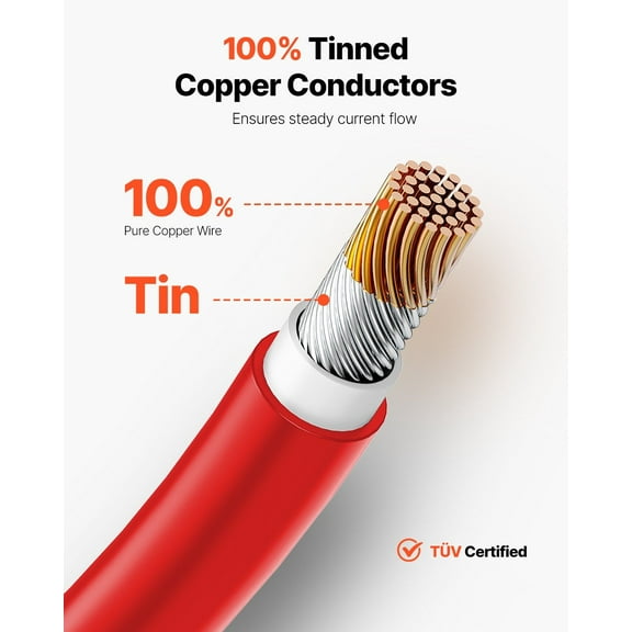 100-Foot 10 Gauge Solar Panel Extension Cable with MC4 Connectors, Waterproof 6mm Red PV Wire, Easy Installation