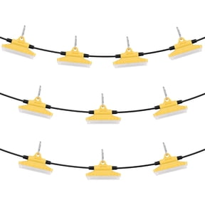 100FT 150W 15000LM Construction String Work Lights 10 Pack 5000K Daylight IP65 Waterproof with Hanging Hooks for Indoor Outdoor Job Site Temporary Lighting