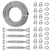 TooTaci 3/16 100FT Stainless Steel Wire, 7x19 Strands Cable with Turnbuckle, Clamp & Thimble for Clotheslines, Zipline, Fencing, Outdoor Hanging