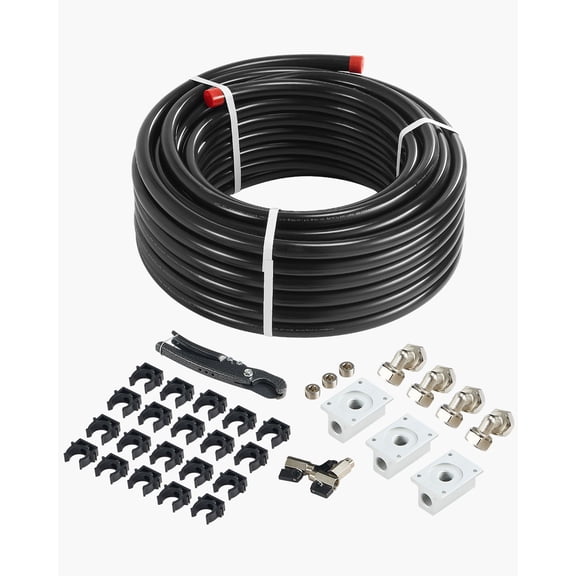 100FT 3/4" Compressed Air Line Kit, Leak-Proof HDPE Aluminum Tubing for Garage & Workshop, Easy Install Air Compressor Piping System, Black