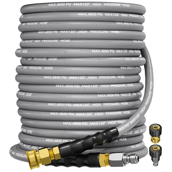 100FT 4800PSI Pressure Washer Hose 3/8 Inch Kink Resistant Power Washer Extension Hose, Flexible Heavy Duty Replacement Hose, Compatible with M22 14mm Fittings, High Tensile Wire Braid