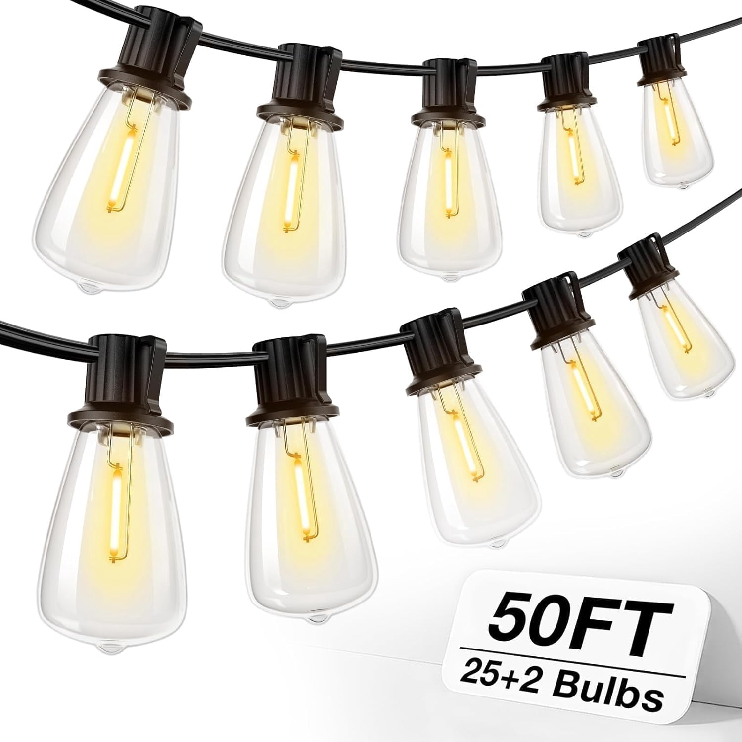 Luci a stringa LED per esterno, luci da festoni per patio con lampadine