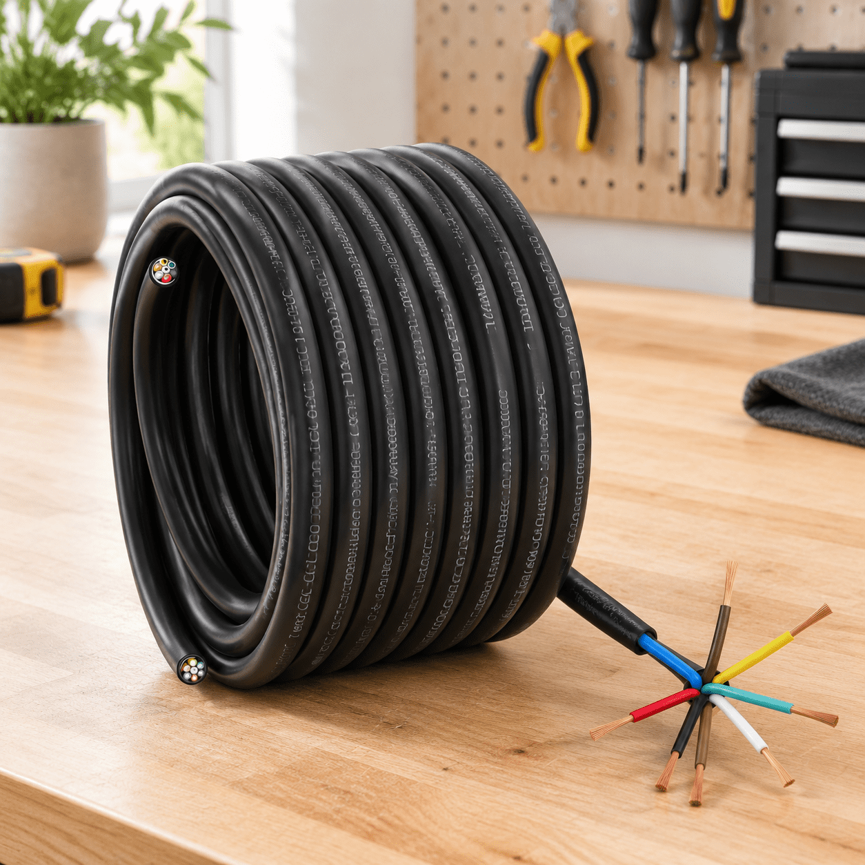 100FT 7 Way Trailer Wire Harness Kit, 14 Gauge Heavy Duty Cable for RV ...