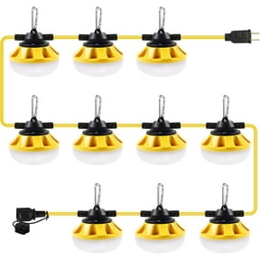 RyhamPaper 100FT Construction String Lights, 100W 10000LM LED Temporary Lighting, IP65 Weatherproof Industrial Grade Temporary Lighting