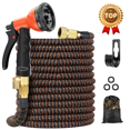 thumbnail image 1 of 100FT Expanding Water Hose – Flexible Lightweight No-Kink Garden Hose for Outdoor Watering, Car Wash, Lawn & Yard with Leakproof Brass Fittings, Durable Expanding Water Hoses, Black Orange, 1 of 6