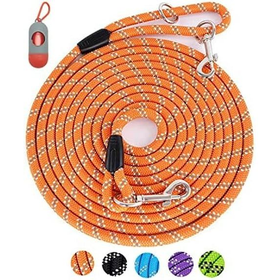 100FT Extra Long Dog Leash for Dog Training, Reflective Threads Check Cord Dog Leash, Heavy Duty Dog Lead for Large Medium Small Dogs Outside Walking, Playing, Camping, or Yard