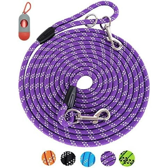 100FT Extra Long Leashes for Dog Training, Reflective Threads Check Cord Recall Training Agility Dog Lead for Large Medium Small Dogs, Dog Tie-Out Cable Great for Playing, Camping, or Backyard