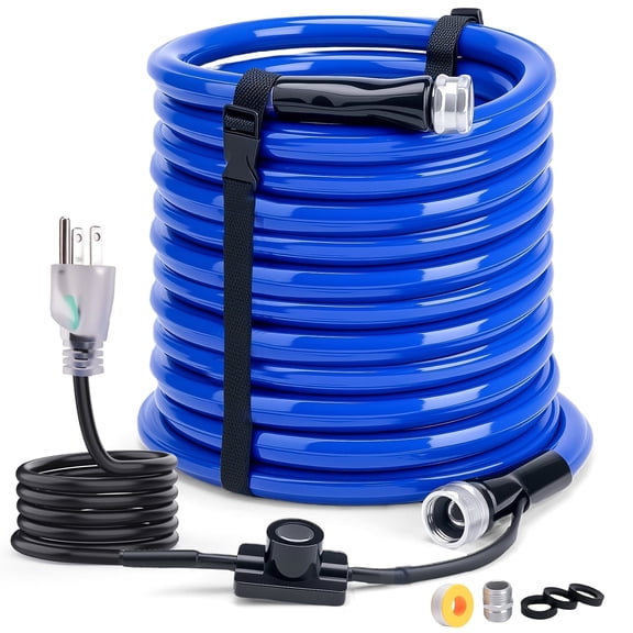 100FT Heated Water Hose Ultimate Freeze Protection to -45°F, Features Energy-Saving Thermostat, Garden Water Hose Perfect for for RV, Trailer,Garden,Home