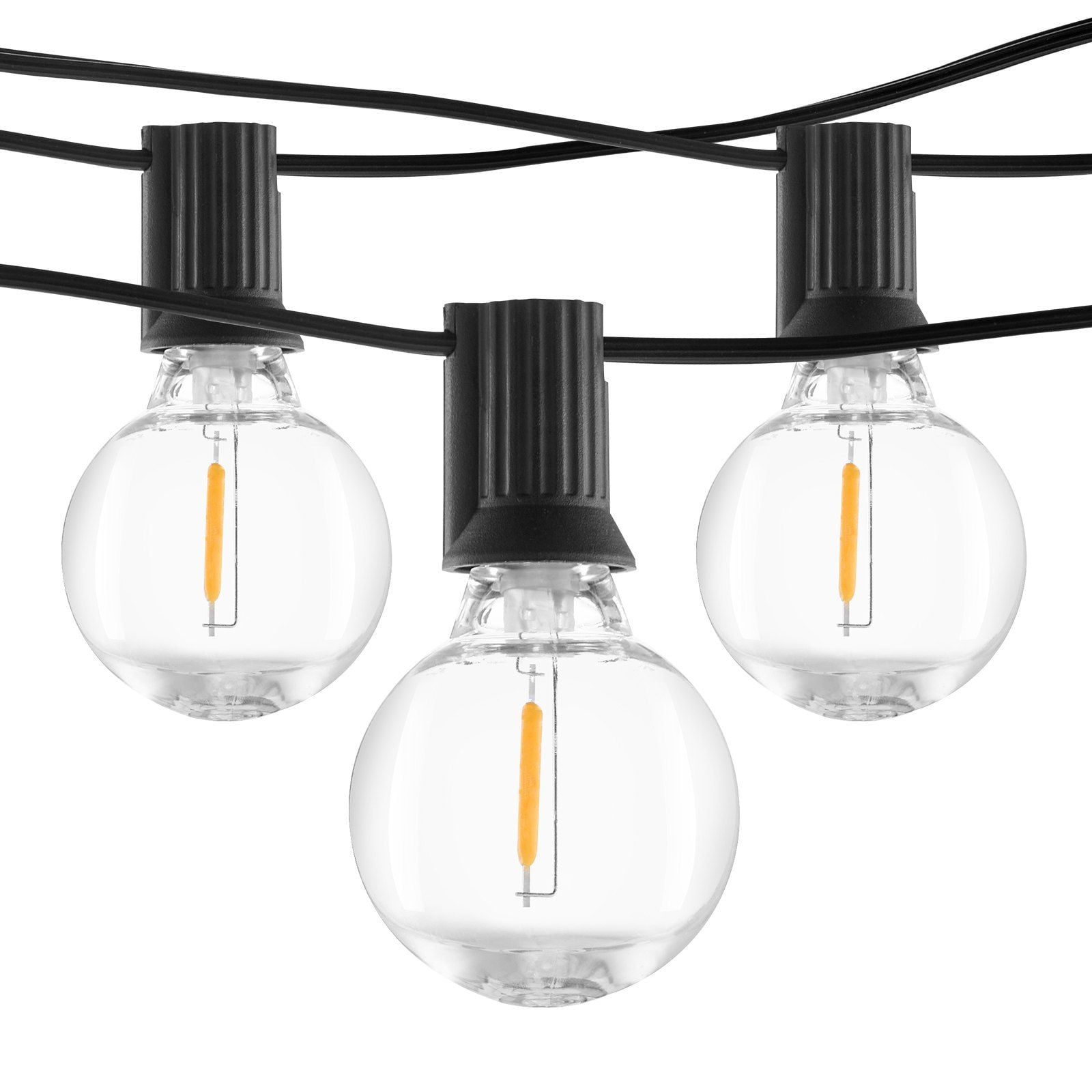 50FT LED Outdoor String Lights – 27 Shatterproof G40 Vintage Bulbs (2700K), Waterproof, Energy-Efficient, With Spare Bulbs & Zip Ties For Patio, Garden, Or Deck