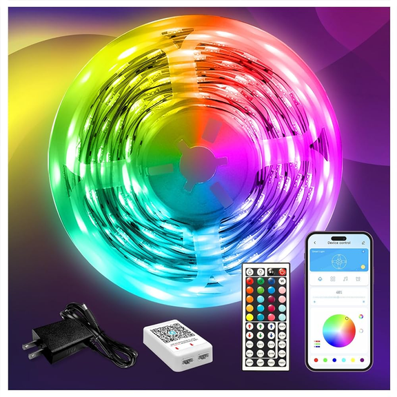 Led Strip Remote Controlle LED Curtain String Lights 1.6x1.6m Smart App Control RGB Color Changing ...