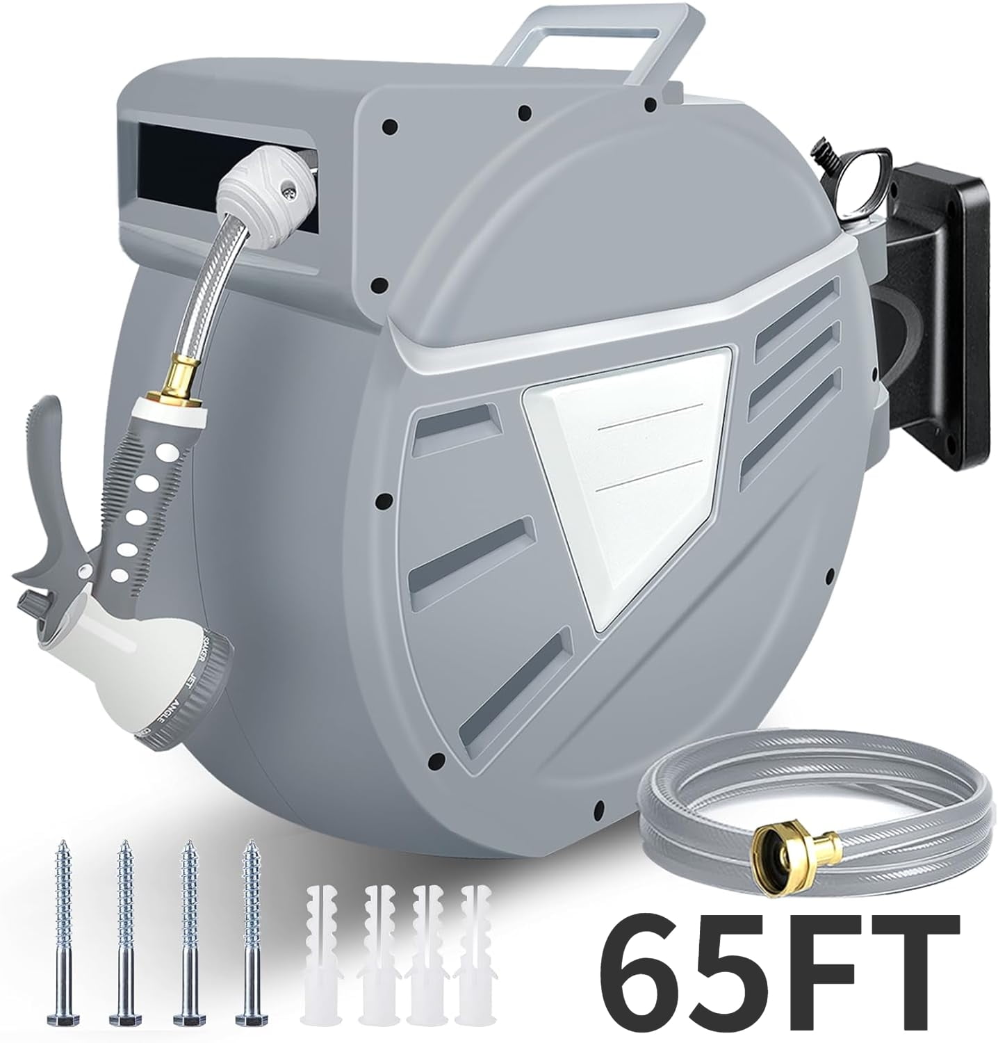 100FT Retractable Hose Reel, 180° Swivel Bracket WallMounted, Garden