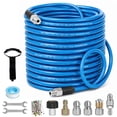 thumbnail image 1 of 100FT Sewer Jetter Hose Kit for Pressure Washer, 5800 PSI Drain Cleaner Hose with 1/4 Inch NPT Fittings, 4 Sewer Jet Nozzles, Heavy Duty Water Jetting Kit (Blue), 1 of 6