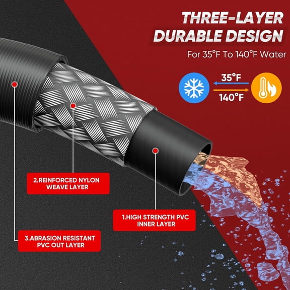 100FT Sewer Jetter Kit for Pressure Washer, 5800 PSI Drain Cleaning Hose with 5 Jet Nozzles & 2 Adapters, Compatible with Spray Guns and Power Washers, Ideal for Clogged Pipes and Drains$$Tools