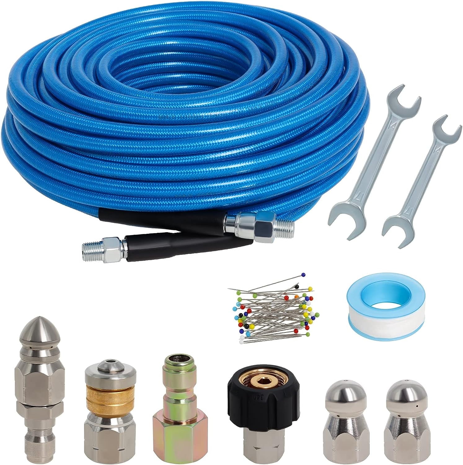 100FT Sewer Jetter Kit for Pressure Washer,5800PSI Water Jet Drain