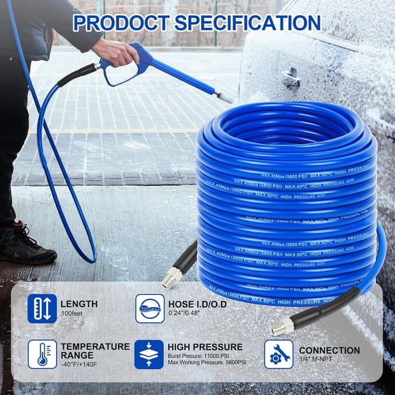 100FT Sewer Jetter Kit for Pressure Washer