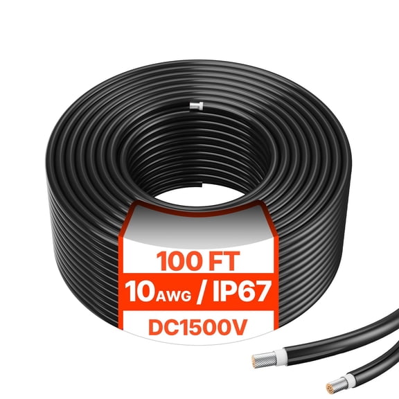 100FT Solar Panel Extension Cable 10AWG 6mm PV Wire, Waterproof IP67 Solar Connector Cable with Tinned Copper Conductors and XLPE Insulation for RV Boat Roof and Off-Grid Solar Systems
