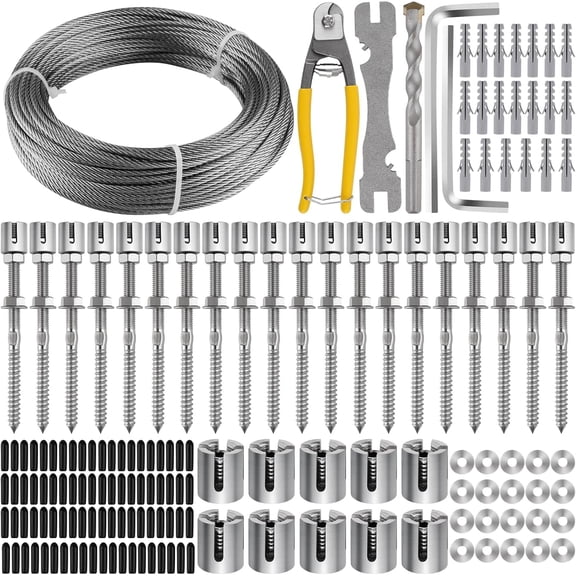 100FT Stainless Steel Garden Wire Trellis Kit for Climbing Plants Wall Mount