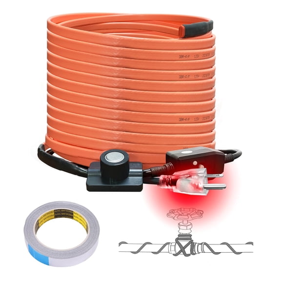 100FT-Thermostat Self-Regulating Trace Cable Freeze Protection For Water Pipes