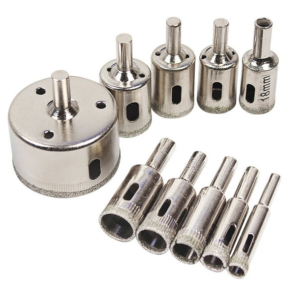 100Fens 10Pcs Diamond Tool Drill Bit Hole Saw Set For Glass Ceramic 6-50Mm Pro