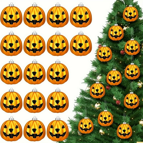 100Fens 12pc Halloween Pumpkin Ball Christmas Ball Electroplated Color Ball Hanging Decoration Christmas Tree Decoration Hanging Ornament Fall Decor