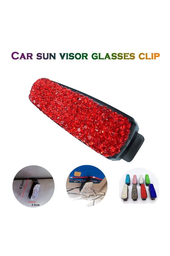 1PCS Universal Car Sun Visor Glasses Sunglasses Clip Rhinestone